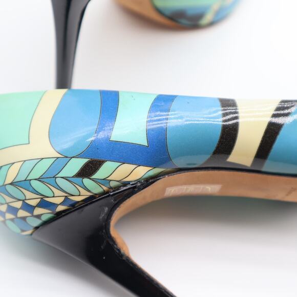 Emilio Pucci Patent Leather Abstract Printed Pumps Size 39 EU - Picture 9 of 12